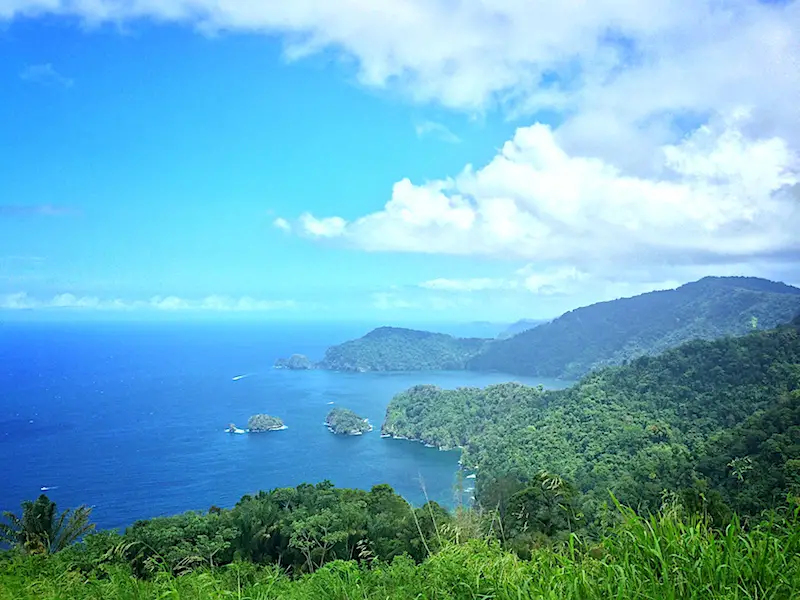 View of Caribbean Sea from mountains in Trinidad.