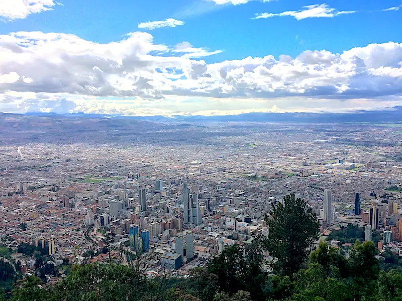 View of Bogota from Montserrate, Colombia.