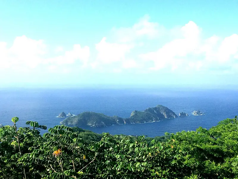 View of Caribbean and islands from Flagstaff Hill in Tobago.