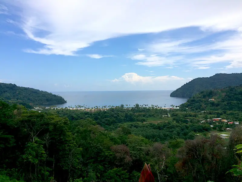 Panoramic view of Maracas Bay from above, Trinidad