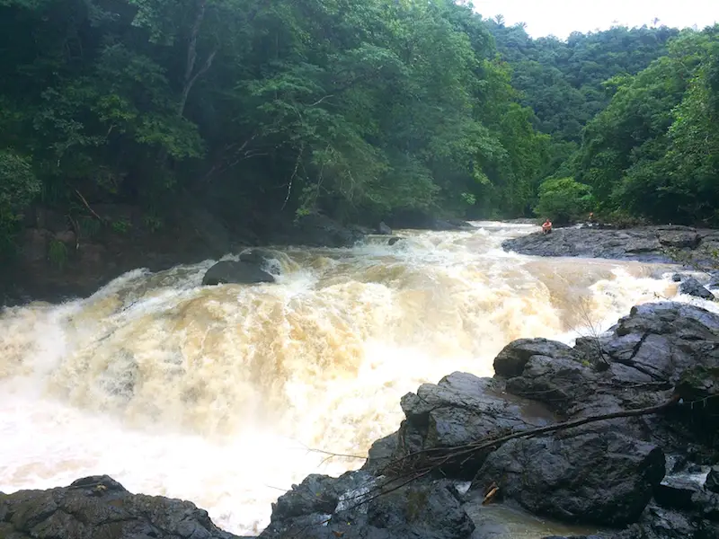 Water gushing over Belen Waterfall, in Costa Rica