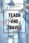 Decorated street with text: Teach and Travel