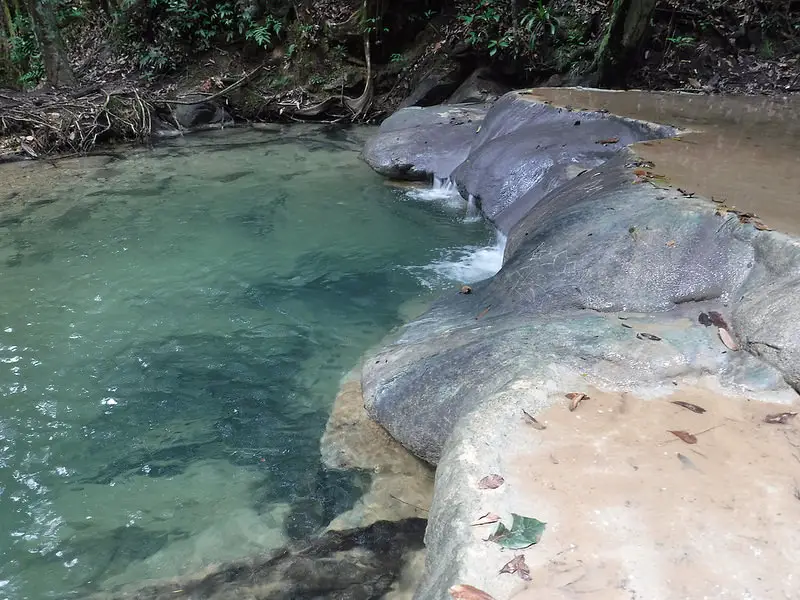 Limestone terraces with crystal clear water at Turure Watersteps, Trinidad