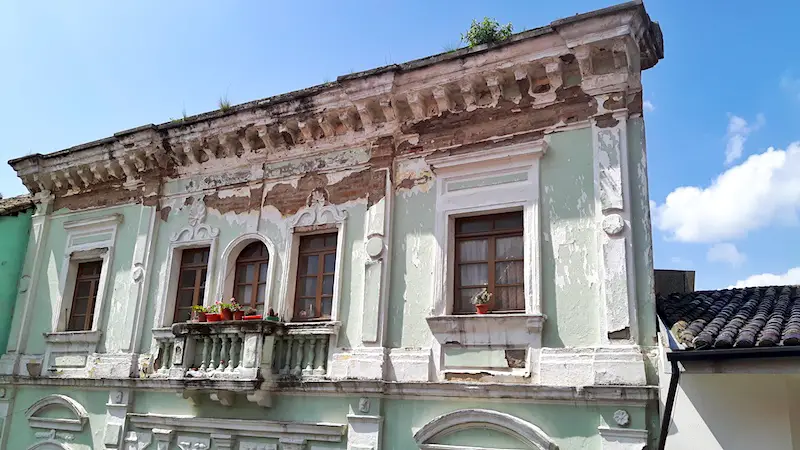 Mint colonial building in old town Quito, Ecuador.