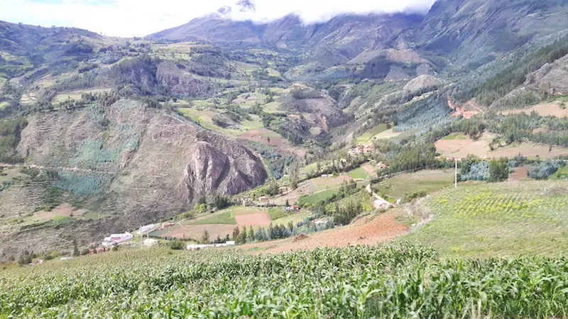 Scenic hillside on the road to Laguna Paron from Huaraz, Peru.