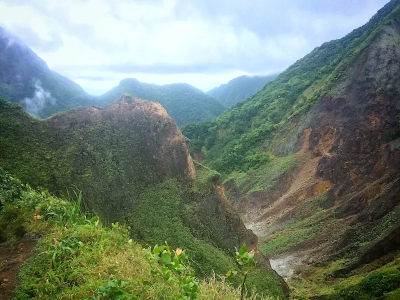 Rugged mountainous landscape on Boiling Lake hike, Dominica