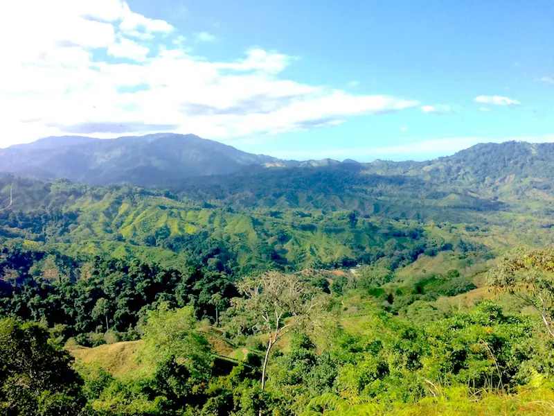 Panoramic view across Sierra Nevada de Santa Marta on Lost City trek in Colombia.