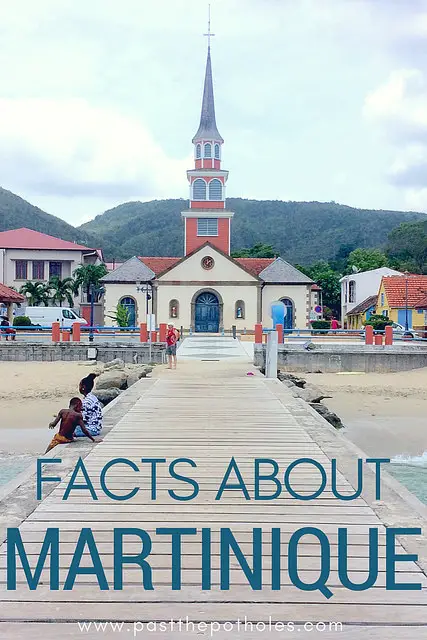 Cute church in Anse d'Arlet from the pier with words: Facts about Martinique.