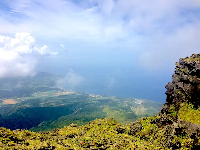 Clear sky with view of coast from the top of Mont Pelee, Martinique