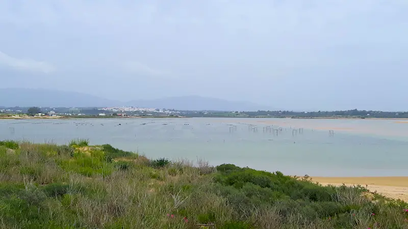 View across Alvor Estuary to the next town, Lagos Portugal