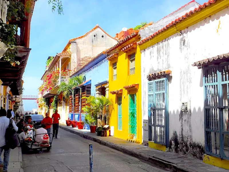 Colourful colonial houses in Cartagena Walled City, Colombia