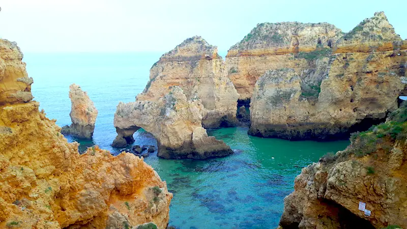 Cliffs and rock formations of Ponte de Piedade, Portugal.