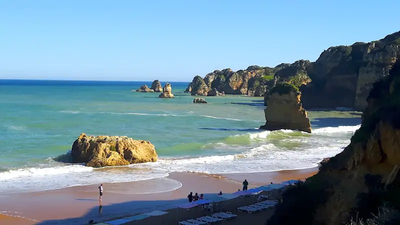 Beautiful beach with rough looking waters in Portugal.