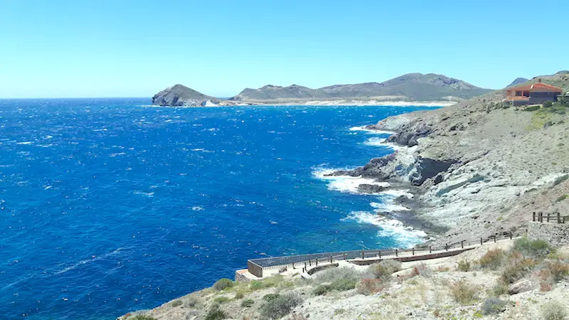 Rugged coastal view in Cabo de Gata national park, Almeria Spain.