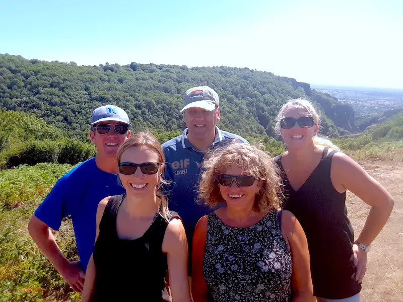 family on top of Cheddar Gorge, Somerset UK