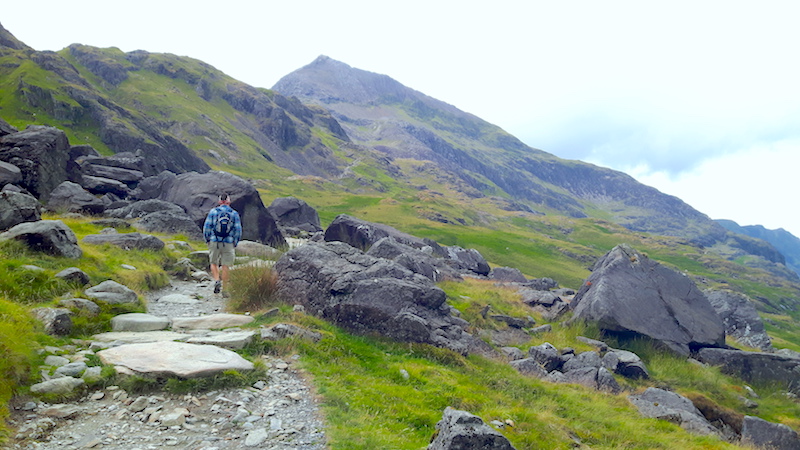 Rocky Pen-y-Pas to climb Mount Snowdon, Wales.
