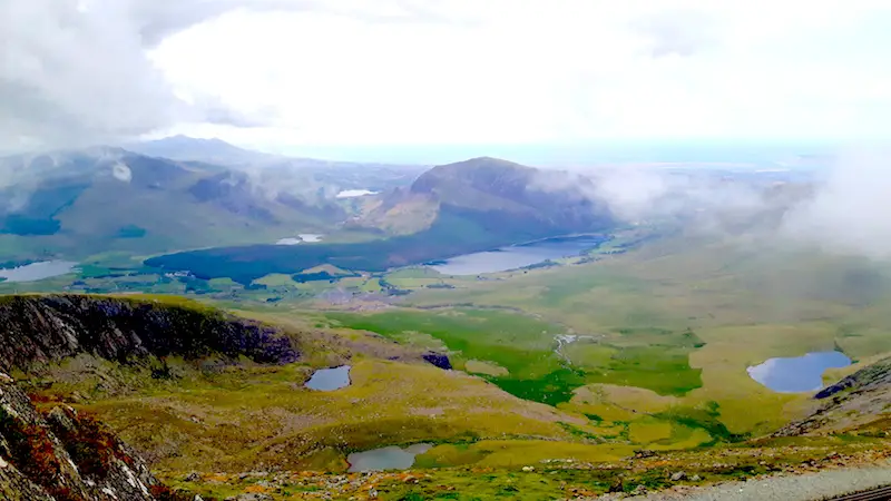 Landscape views from top of Mount Snowdon, Wales