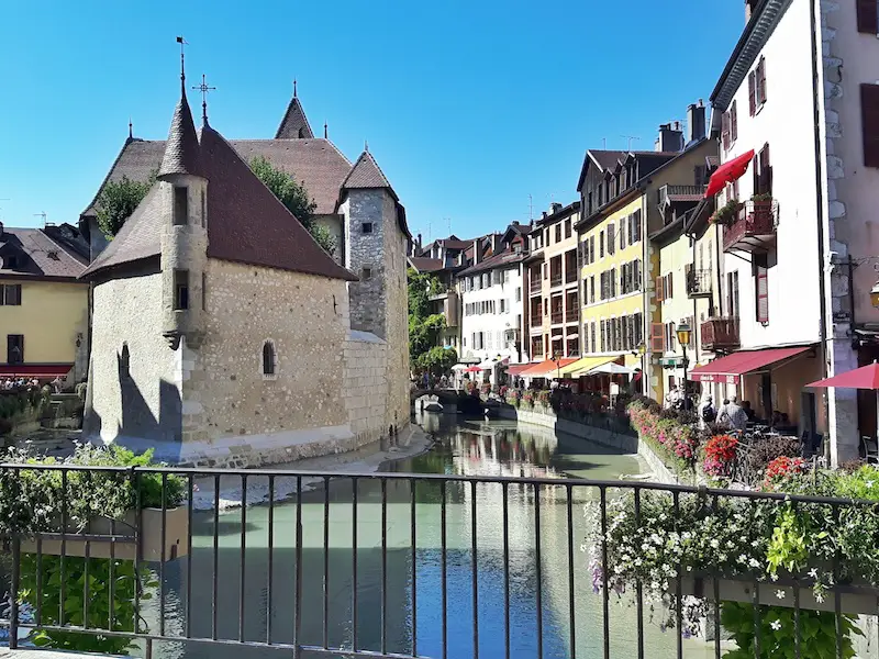 Castle on an island in the canals of Annecy in the French Alps.