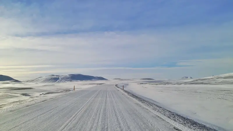 ice covered road in Iceland