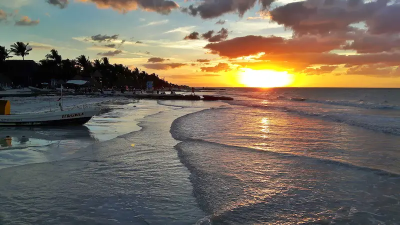 Sunset over the water - a must see according to our Holbox guide, Mexico.