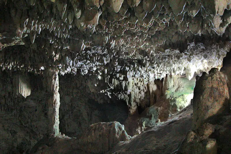 Stalactites and stalagmites in Cenote Suytun, Valladolid Mexico.