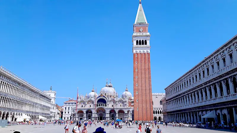 St Marks Campanile and basilica in Venice Italy.