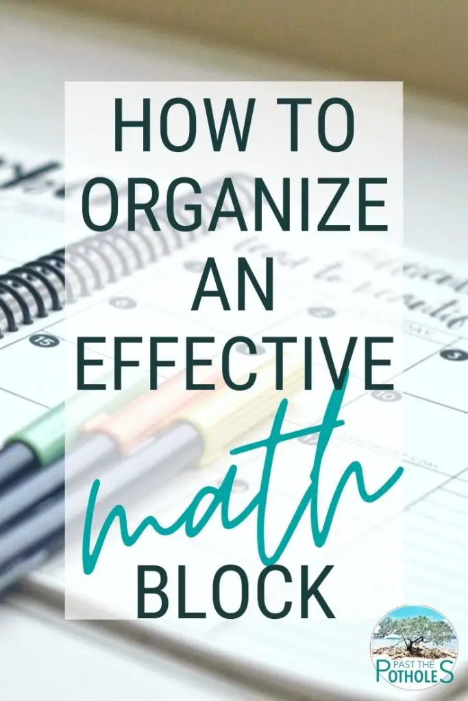 Empty teacher planner image with text "How to organize an effective math block".