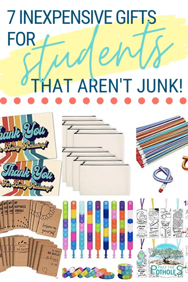7 inexpensive gifts for students that aren't junk!  Click to save in Pinterest.